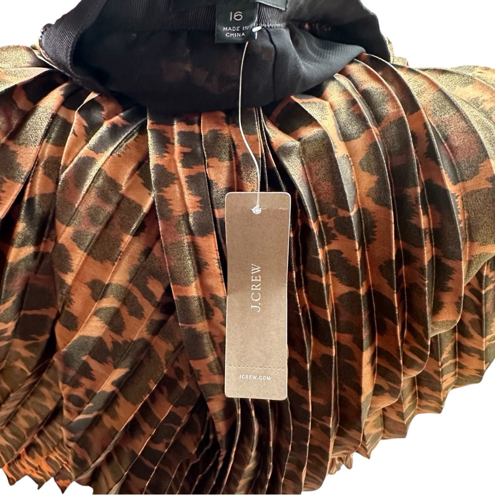 J. Crew NWT Pleated Midi Skirt in Metallic Leopard Size 16 - Picture 6 of 7
